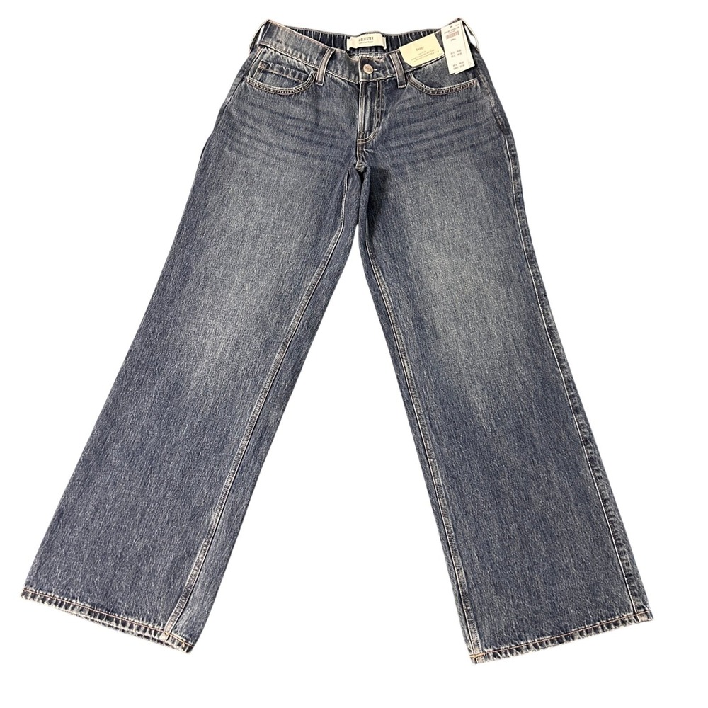 Hollister Baggy Jeans Womens Small Blue Low-Rise Relaxed Wide Leg Denim 29x31
